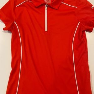 Womens Slazenger Golf short sleeve Shirt size XS orange quarter zip